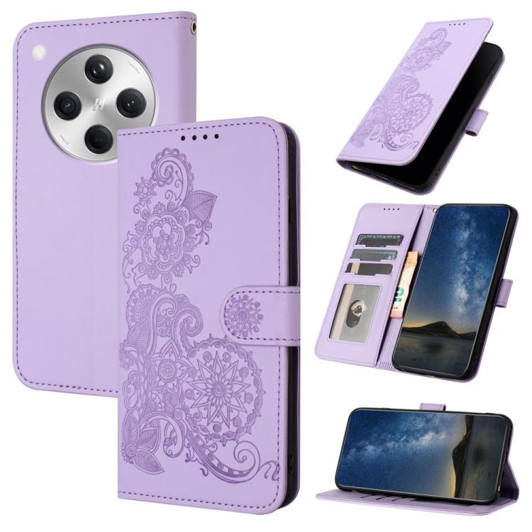 

For OPPO Find X8 Datura Flower Embossed Flip Leather Phone Case(Purple)