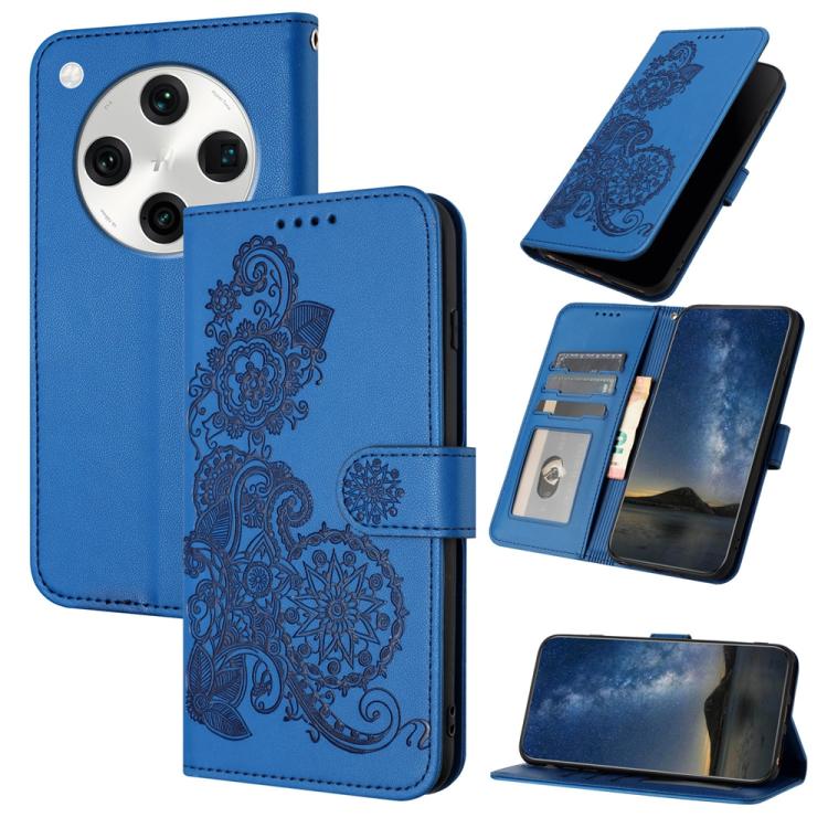 

For OPPO Find X8 Pro Datura Flower Embossed Flip Leather Phone Case(Blue)