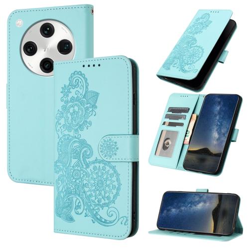 

For OPPO Find X8 Pro Datura Flower Embossed Flip Leather Phone Case(Light Blue)