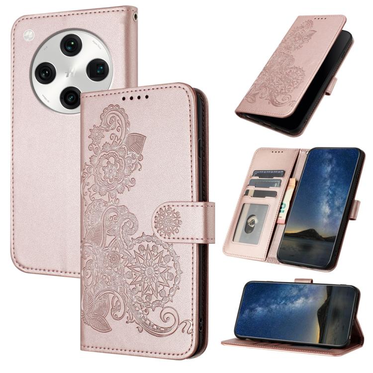 

For OPPO Find X8 Pro Datura Flower Embossed Flip Leather Phone Case(Rose Gold)