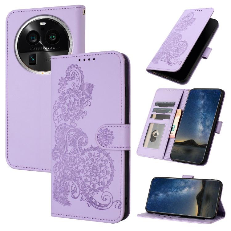 

For OPPO Find X6 Pro Datura Flower Embossed Flip Leather Phone Case(Purple)