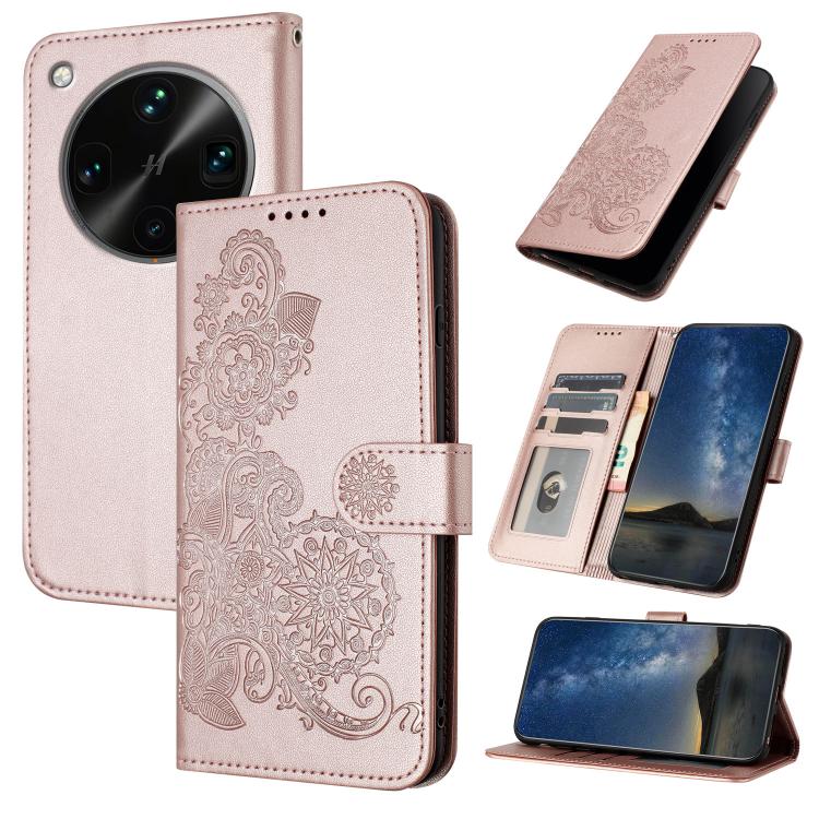

For OPPO Find X8 Ultra Datura Flower Embossed Flip Leather Phone Case(Rose Gold)