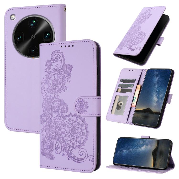 

For OPPO Find X8 Ultra Datura Flower Embossed Flip Leather Phone Case(Purple)