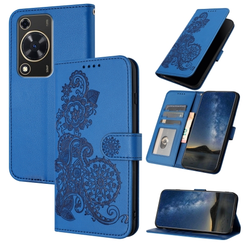 

For Huawei Enjoy 70 Datura Flower Embossed Flip Leather Phone Case(Blue)