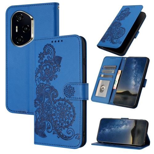 

For Honor 300 Pro / Honor 300 Ultra Datura Flower Embossed Flip Leather Phone Case(Blue)