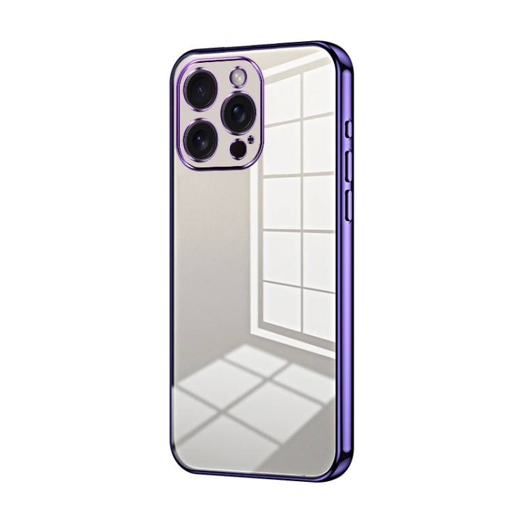 

For iPhone 15 Pro Max Transparent Plating Fine Hole Phone Case(Purple)