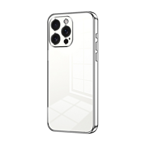 

For iPhone 15 Pro Max Transparent Plating Fine Hole Phone Case(Silver)