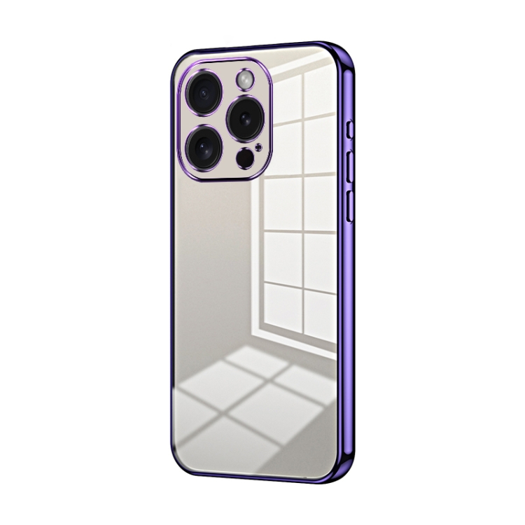 

For iPhone 15 Pro Transparent Plating Fine Hole Phone Case(Purple)