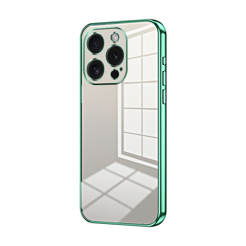 

For iPhone 15 Pro Transparent Plating Fine Hole Phone Case(Green)