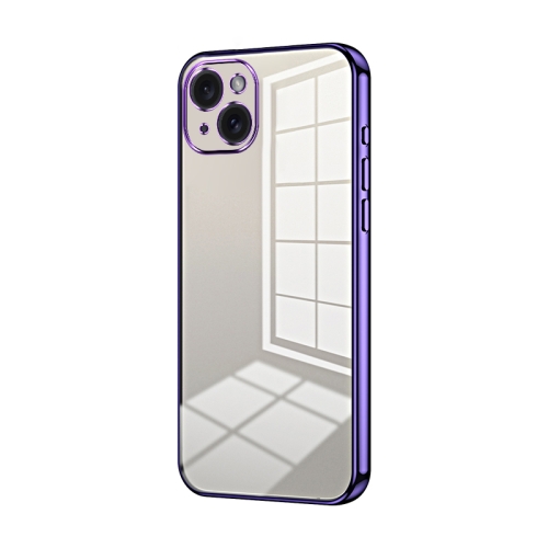 

For iPhone 15 Plus Transparent Plating Fine Hole Phone Case(Purple)