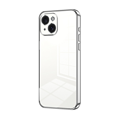 

For iPhone 15 Transparent Plating Fine Hole Phone Case(Silver)