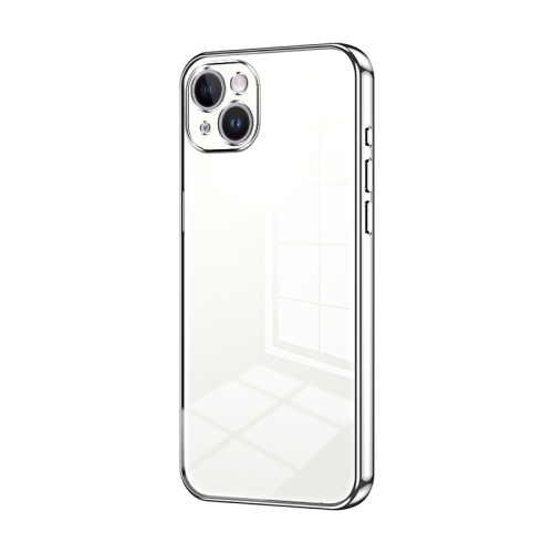 

For iPhone 14 Plus Transparent Plating Fine Hole Phone Case(Silver)