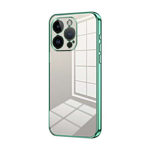 

For iPhone 14 Pro Transparent Plating Fine Hole Phone Case(Green)