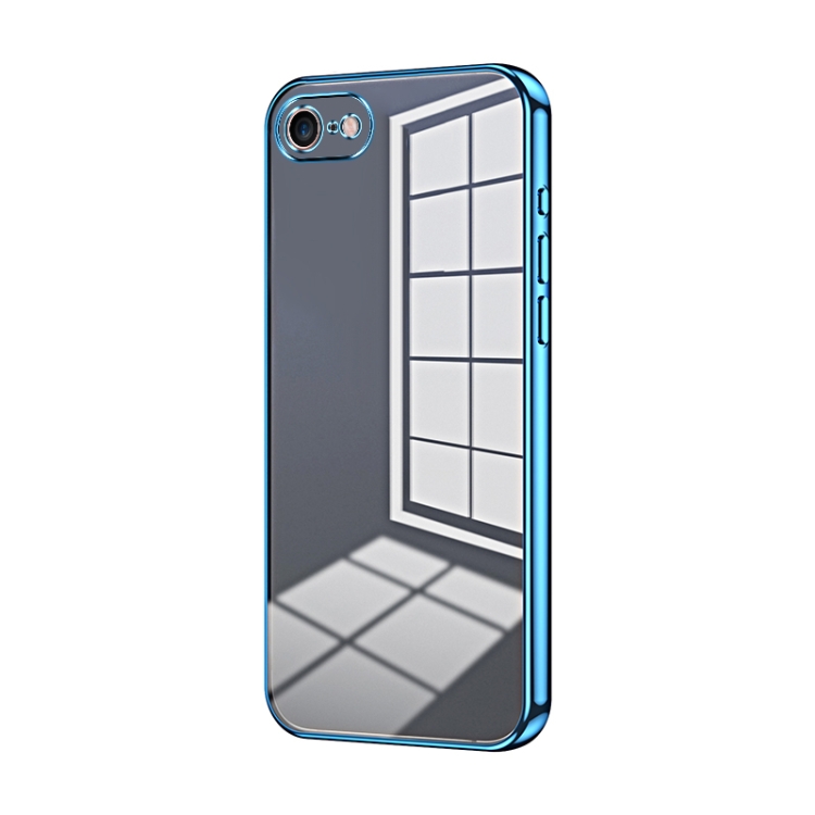 

For iPhone SE 2022 / 2020 / 8 / 7 Transparent Plating Fine Hole Phone Case(Blue)