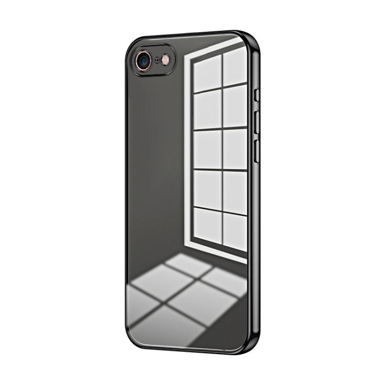 

For iPhone SE 2022 / 2020 / 8 / 7 Transparent Plating Fine Hole Phone Case(Black)