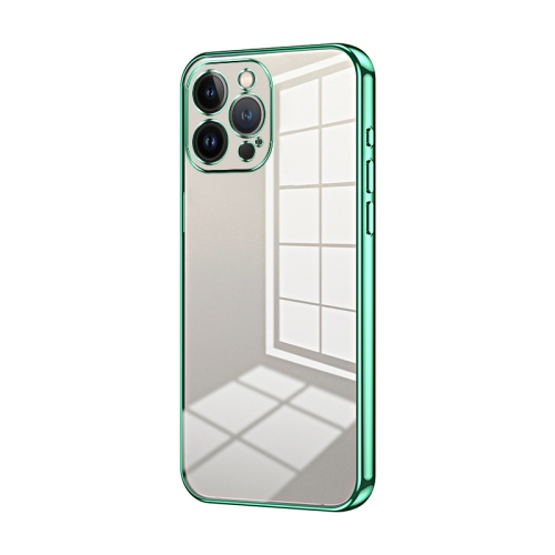 

For iPhone 13 Pro Max Transparent Plating Fine Hole Phone Case(Green)