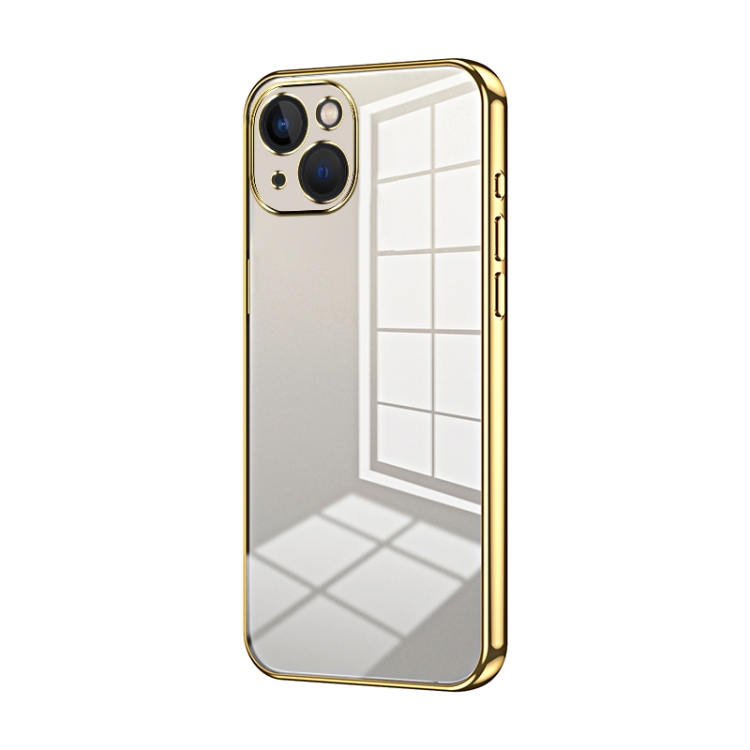 

For iPhone 13 Transparent Plating Fine Hole Phone Case(Gold)