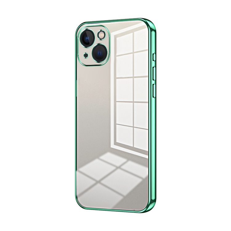 

For iPhone 13 Transparent Plating Fine Hole Phone Case(Green)