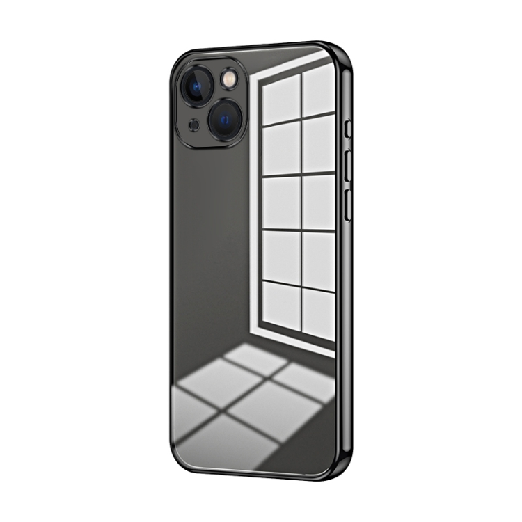 

For iPhone 13 Transparent Plating Fine Hole Phone Case(Black)