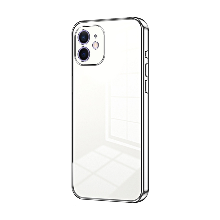 

For iPhone 12 Transparent Plating Fine Hole Phone Case(Silver)