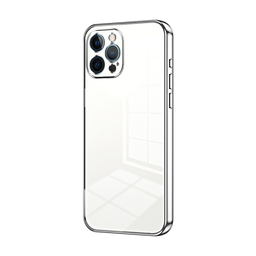 

For iPhone 12 Pro Max Transparent Plating Fine Hole Phone Case(Silver)