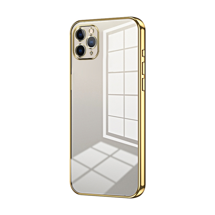 

For iPhone 11 Pro Max Transparent Plating Fine Hole Phone Case(Gold)
