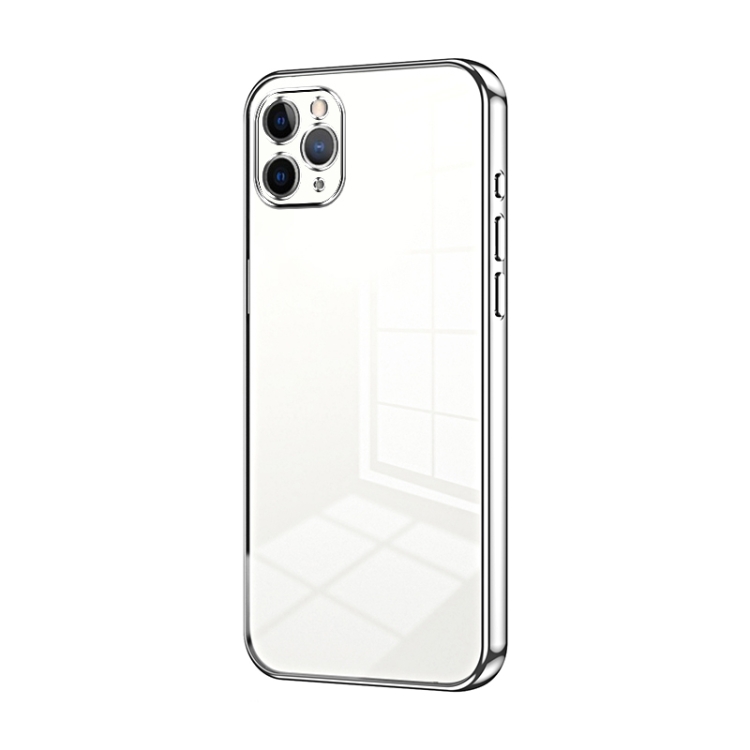 

For iPhone 11 Pro Max Transparent Plating Fine Hole Phone Case(Silver)