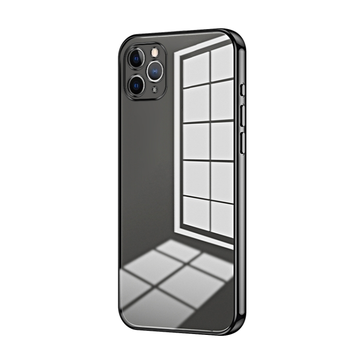 

For iPhone 11 Pro Max Transparent Plating Fine Hole Phone Case(Black)