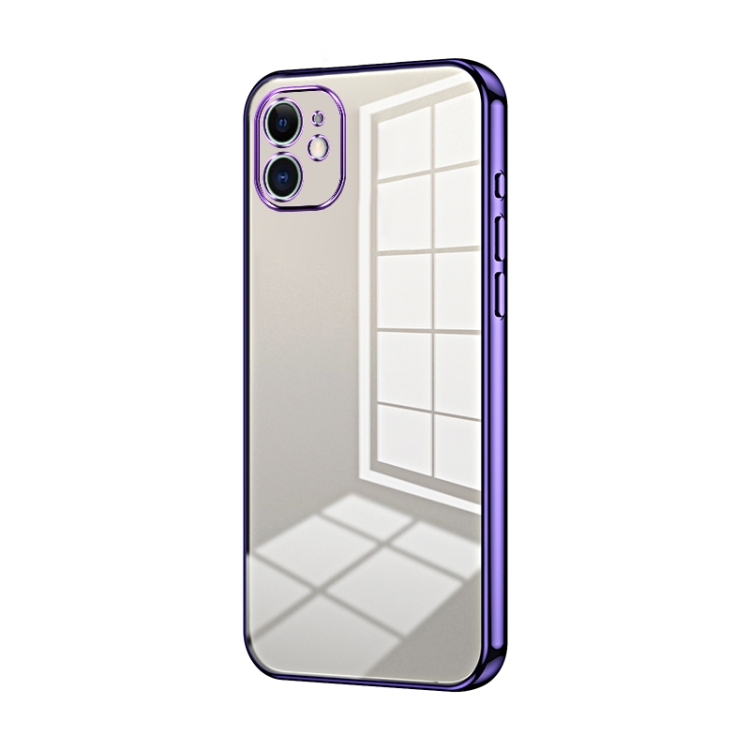 

For iPhone 11 Transparent Plating Fine Hole Phone Case(Purple)