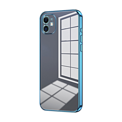 

For iPhone 11 Transparent Plating Fine Hole Phone Case(Blue)