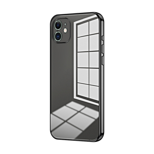 

For iPhone 11 Transparent Plating Fine Hole Phone Case(Black)