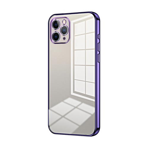 

For iPhone 11 Pro Transparent Plating Fine Hole Phone Case(Purple)