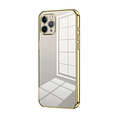 

For iPhone 11 Pro Transparent Plating Fine Hole Phone Case(Gold)