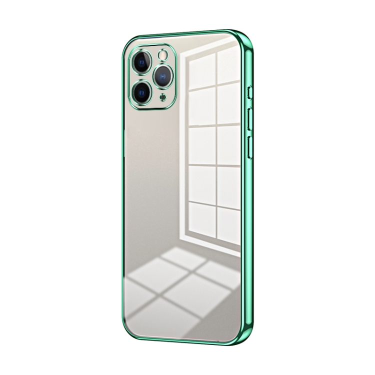 

For iPhone 11 Pro Transparent Plating Fine Hole Phone Case(Green)