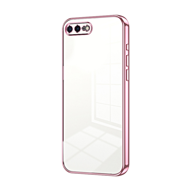 

For iPhone 8 Plus / 7 Plus Transparent Plating Fine Hole Phone Case(Pink)