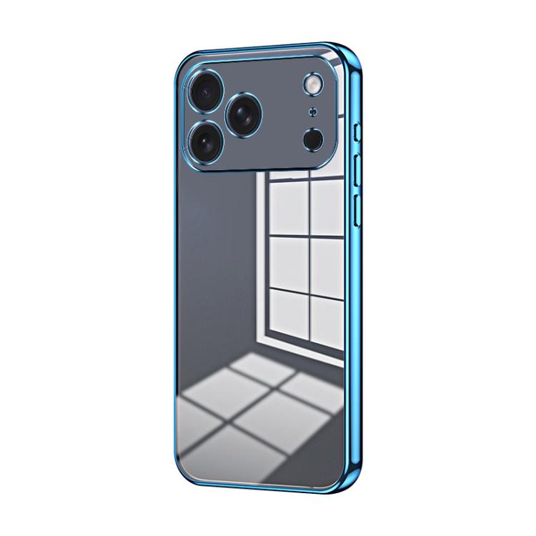 

For iPhone 17 Pro Max Transparent Plating Fine Hole Phone Case(Blue)