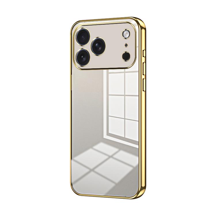 

For iPhone 17 Pro Transparent Plating Fine Hole Phone Case(Gold)
