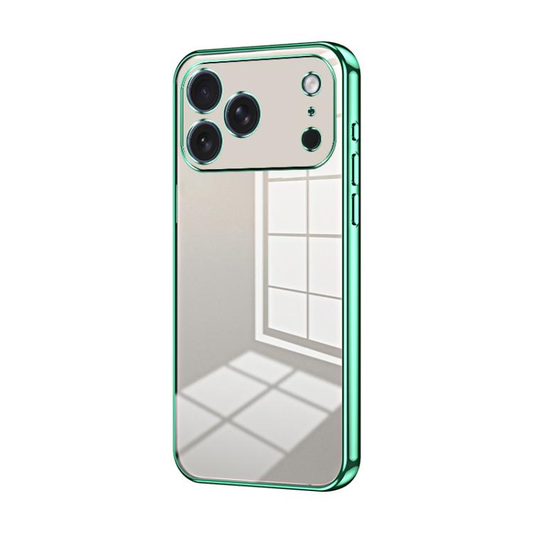 

For iPhone 17 Pro Transparent Plating Fine Hole Phone Case(Green)