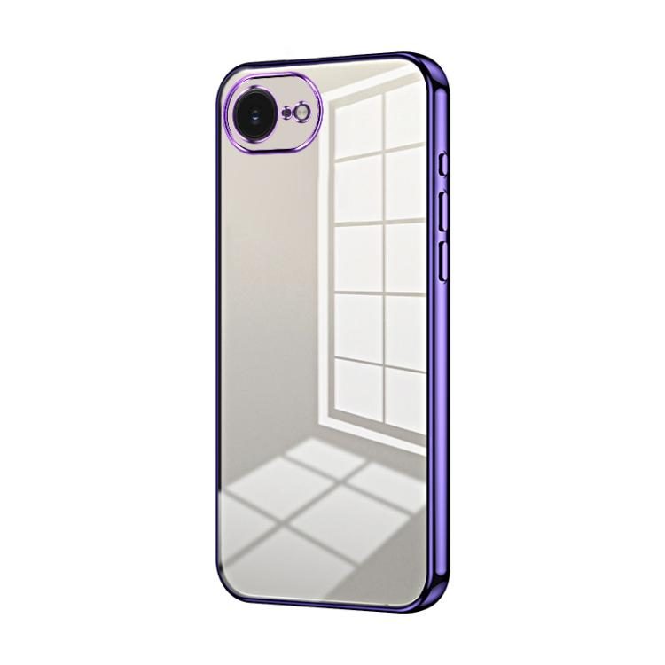

For iPhone 17e / 16e Transparent Plating Fine Hole Phone Case(Purple)