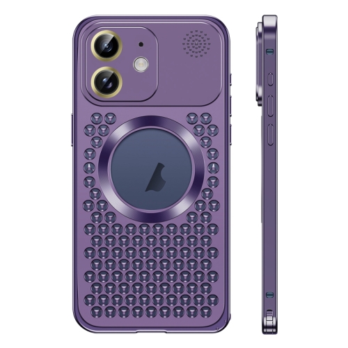

For iPhone 12 Spring Buckle MagSafe Magnetic Metal Aromatherapy Phone Case(Purple)