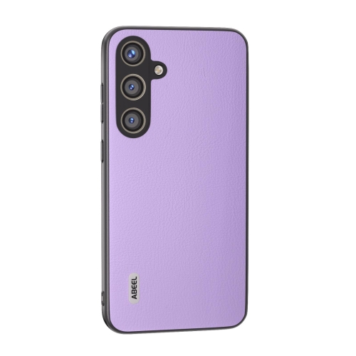 For Samsung Galaxy S24+ 5G ABEEL Ecological Leather Shockproof PU Phone Case(Purple) for samsung galaxy m54 5g abeel edge genuine leather mino phone case green