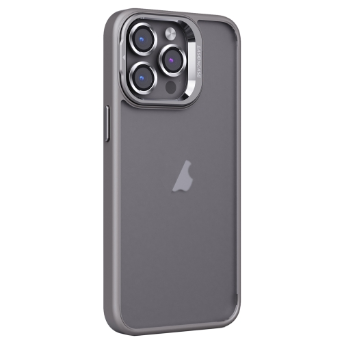 

For iPhone 15 Pro Max Invisible Lens Holder PC + TPU Frosted Phone Case(Gray)