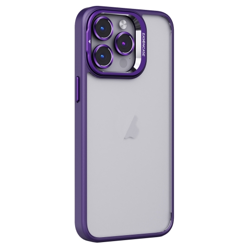 

For iPhone 15 Pro Invisible Lens Holder PC + TPU Frosted Phone Case(Purple)