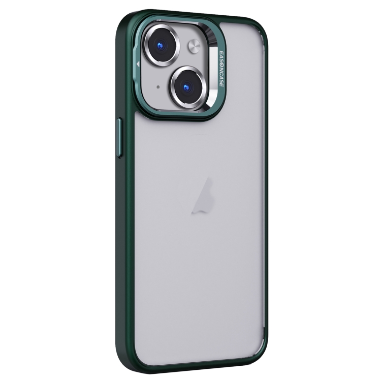 

For iPhone 15 Plus Invisible Lens Holder PC + TPU Frosted Phone Case(Green)