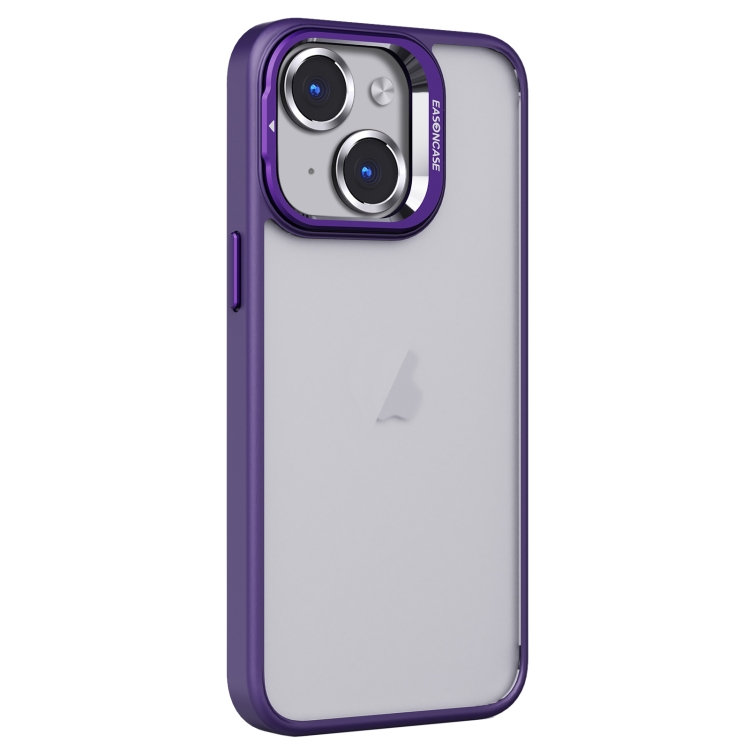 

For iPhone 15 Plus Invisible Lens Holder PC + TPU Frosted Phone Case(Purple)