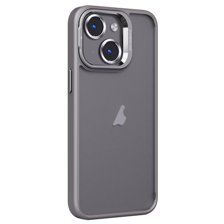 

For iPhone 15 Invisible Lens Holder PC + TPU Frosted Phone Case(Gray)