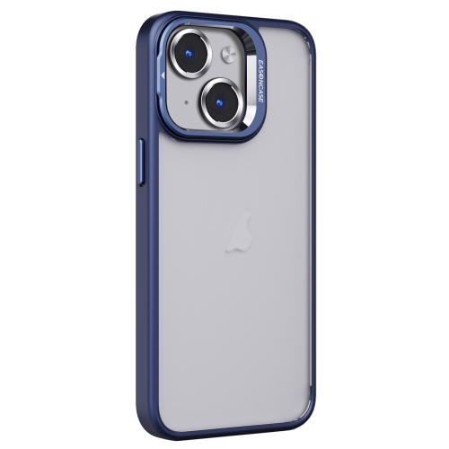 

For iPhone 15 Invisible Lens Holder PC + TPU Frosted Phone Case(Dark Blue)