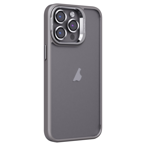 

For iPhone 14 Pro Invisible Lens Holder PC + TPU Frosted Phone Case(Gray)