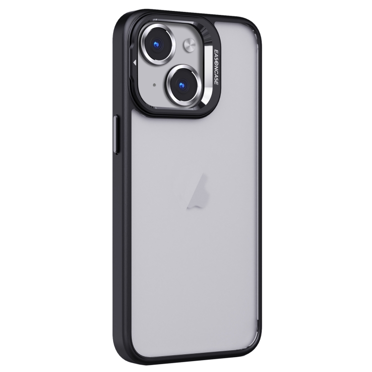 

For iPhone 14 Plus Invisible Lens Holder PC + TPU Frosted Phone Case(Black)