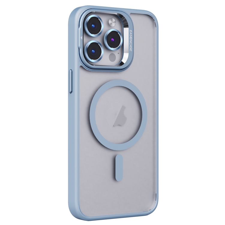 

For iPhone 15 Pro Max Invisible Lens Holder PC + TPU Frosted MagSafe Phone Case(Blue)
